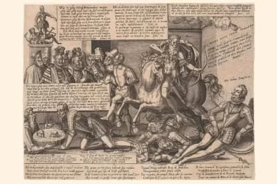 Don Juan'ın Ölümü ve Alva Dükü'nün Aşağılanması Siyasi Alegori Gravürü, 1578.