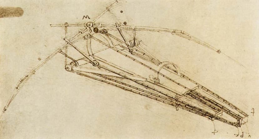 Leonardo da Vinci'nin kanatlı uçan makine çizimi