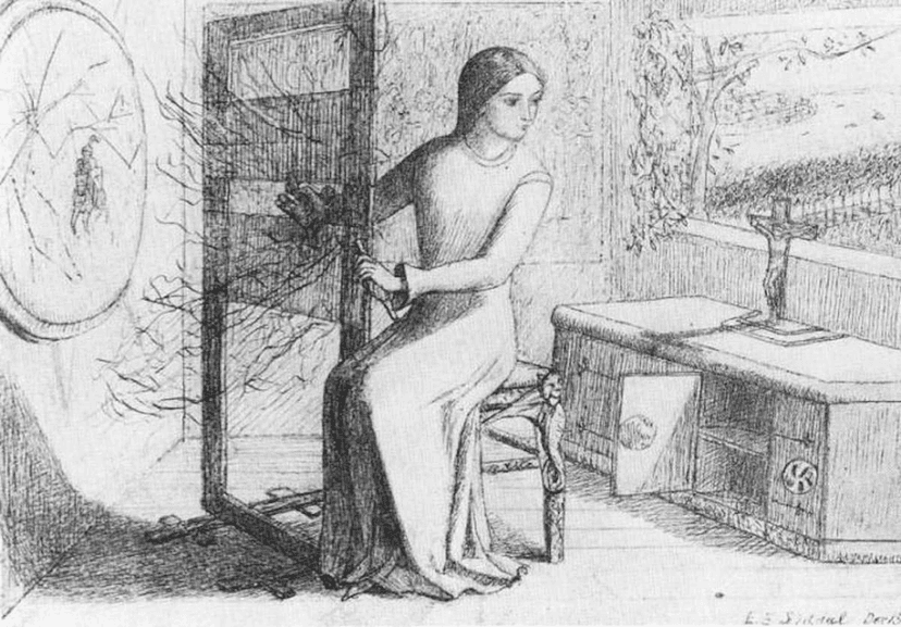 elizabeth siddal lady of shalott pre raphaelite drawingjpg