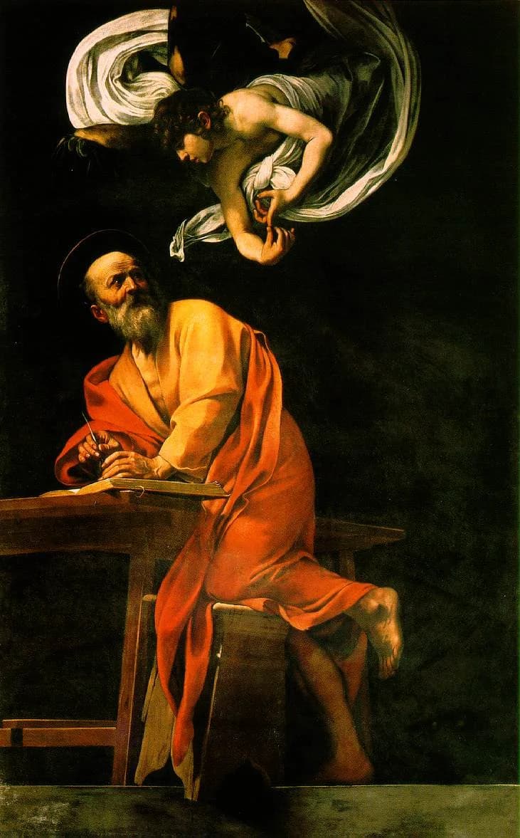 theinspirationofsaintmatthewbycaravaggio