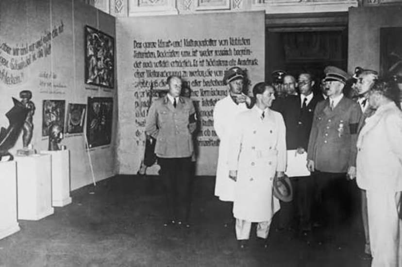 Hitler ve Goebbels Dejenere Sanat sergisinde, Münih 1937