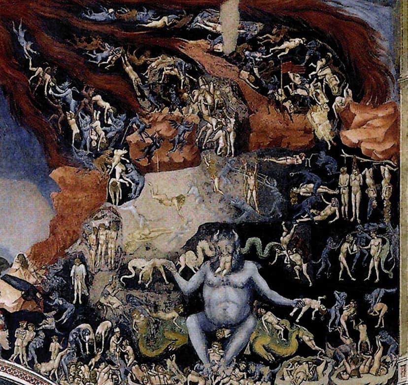Giotto, Son Yargı freskinden cehennem bölümü ve mavi şeytan