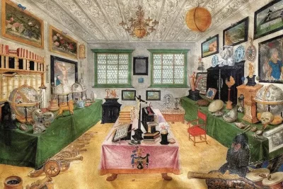 Joseph Arnol, Kunstkammer der Regenburger Familie Dimpfel, 1688 tablosu, nadire kabineleri ve müze tarihi.